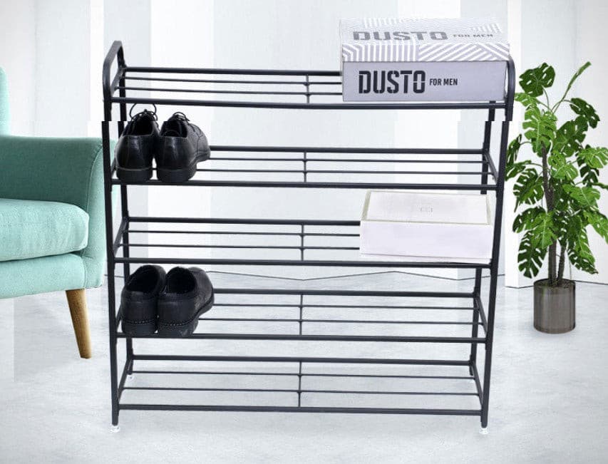 Black Metal 5 Tier Shoes Rack.
